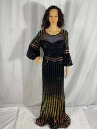 Multicolor/Black Evening Gown